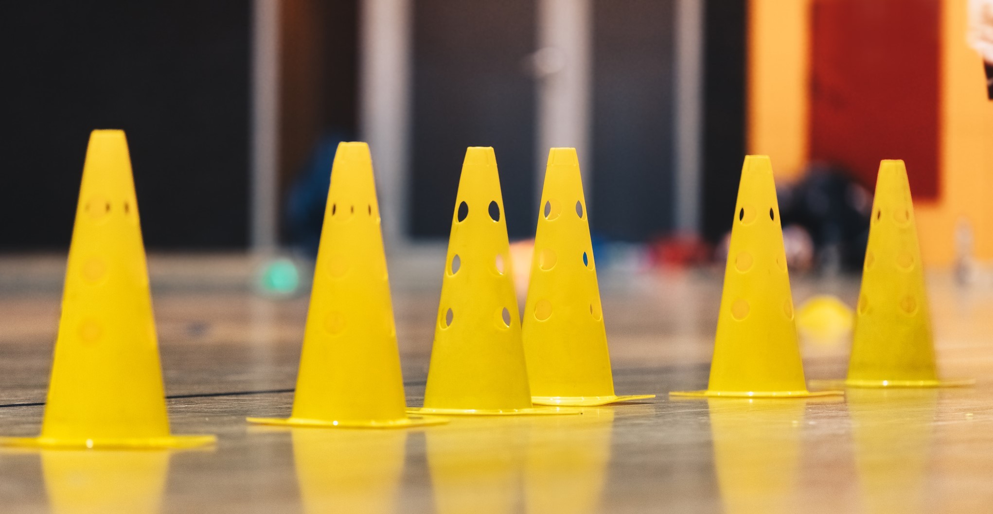 Marker cones on basketball court