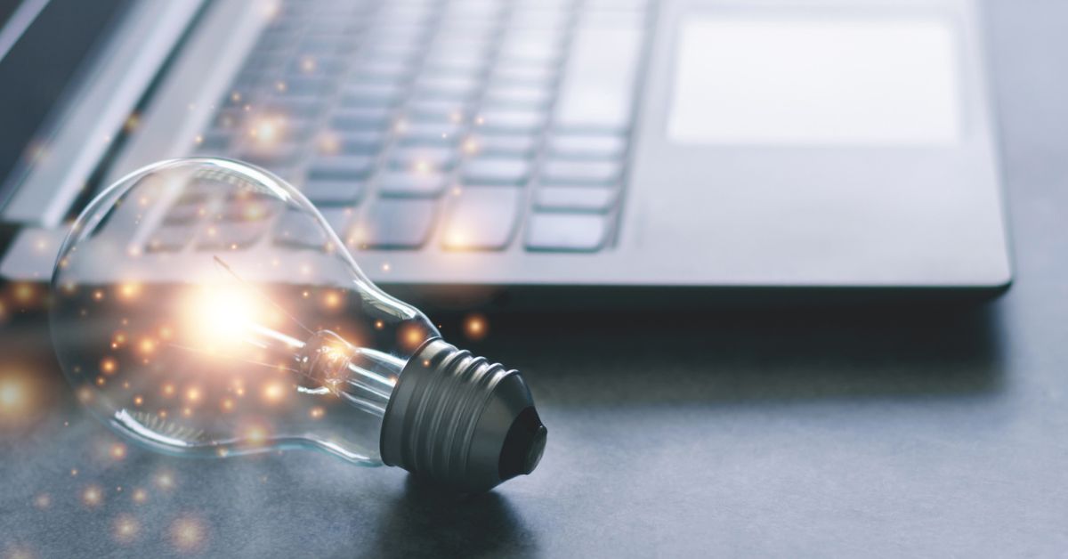 Laptop and light bulb