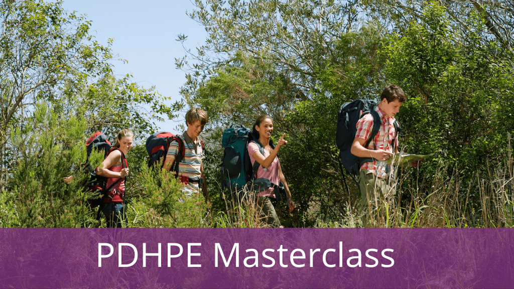 PDHPE Masterclass students hiking outdoors