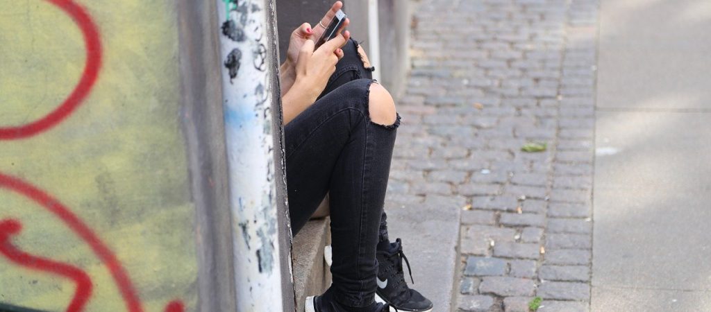 girl, mobile phone, whatsapp